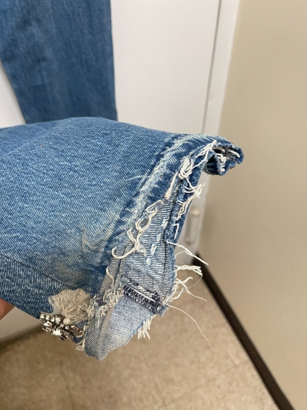 Levi's 501 distressed rare limited 150th anniversary blue jeans custom embellish - Picture 13 of 16